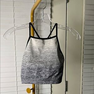 Striped Black and White High Neck Crop Top
